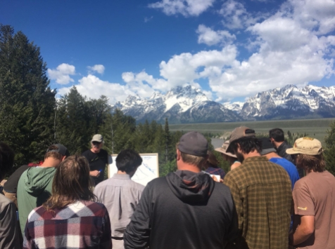 Dr. Lageson sharing his vast knowledge of Wyoming. Grand Teton National Park.